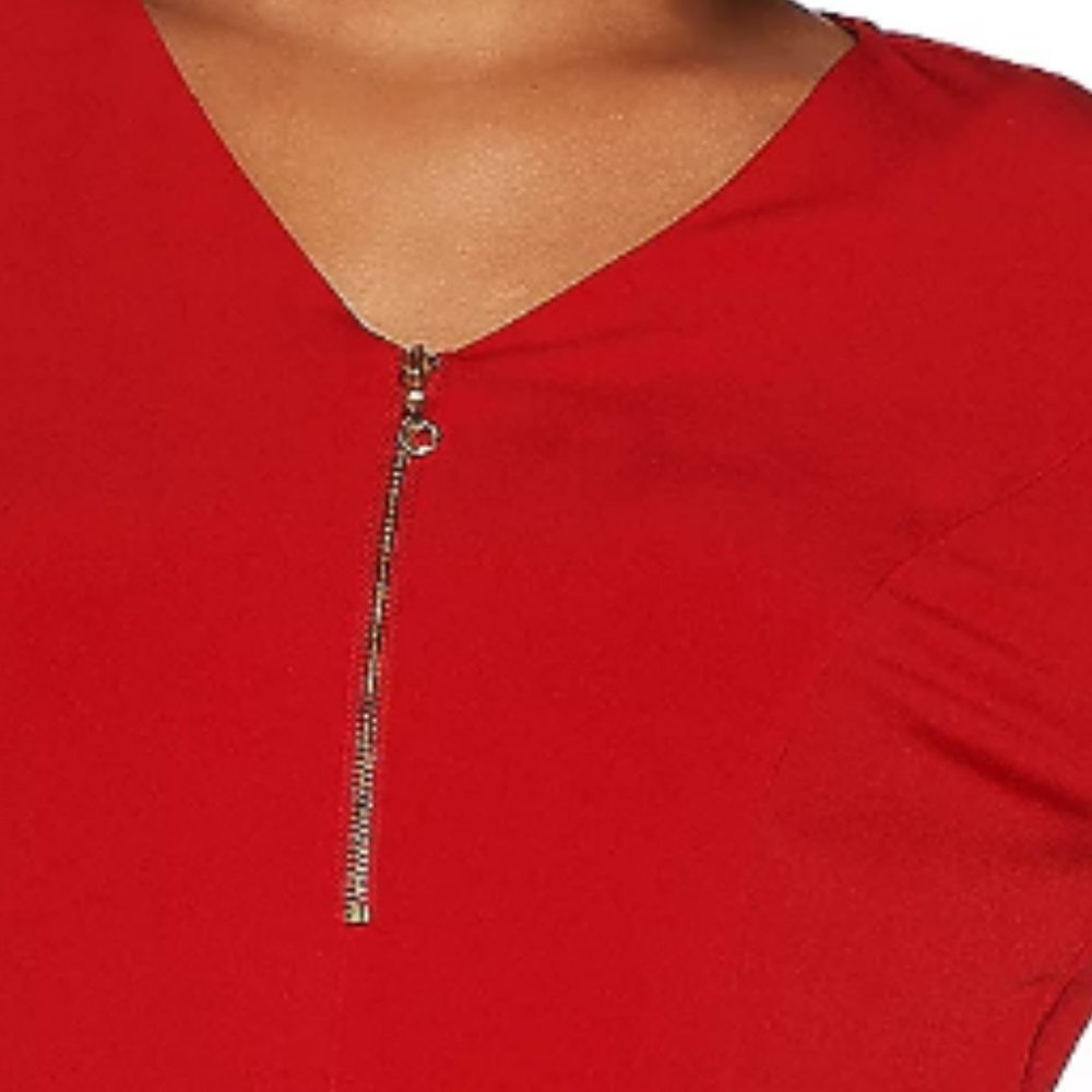 Susan Graver Liquid Knit Fit and Flare Top with Zipper  9350 - Picture 3 of 3